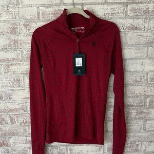 Ariat Red Allover Line-Print Quarter Zip Pullover